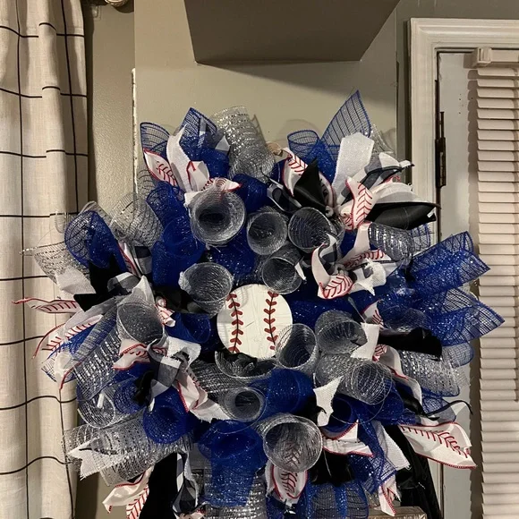 Baseball Themed Decorative Wreath - Picture 2 of 2